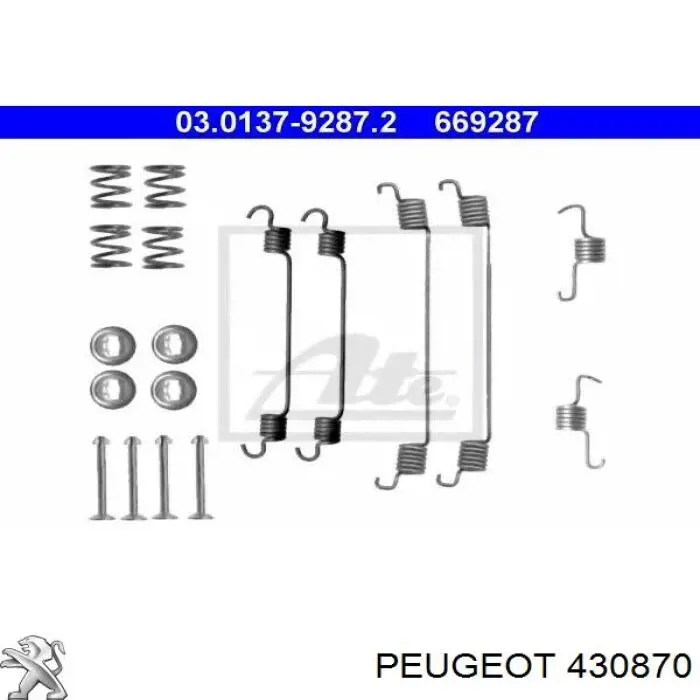 Kit de montaje, zapatas de freno traseras 430870 Peugeot/Citroen