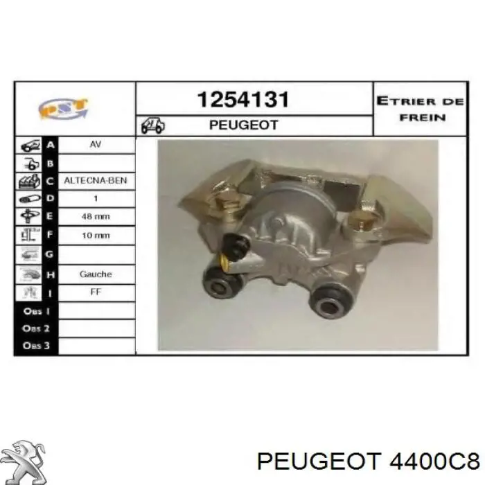 Суппорт тормозной передний левый 4400C8 Peugeot/Citroen