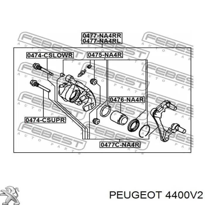 Тормозной суппорт правый задний Peugeot/Citroen 4400V2 цена, от 31.74 USD