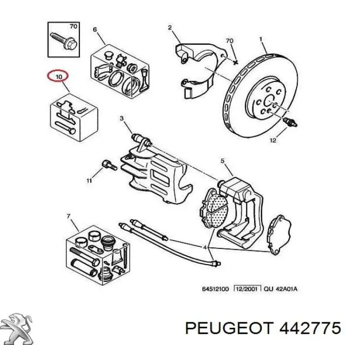 Juego de reparación, pastillas de frenos 442775 Peugeot/Citroen