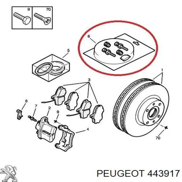 Ремкомплект суппортов Peugeot/Citroen 443917 цена, от 6.38 USD