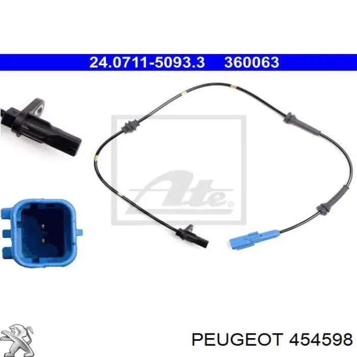 Sensor ABS trasero 454598 Peugeot/Citroen