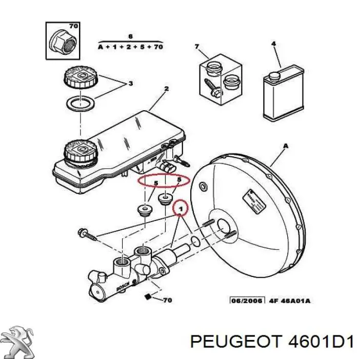 Цилиндр тормозной главный 4601D1 Peugeot/Citroen