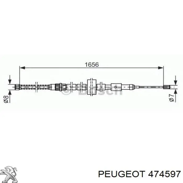 Трос ручника 474597 Peugeot/Citroen