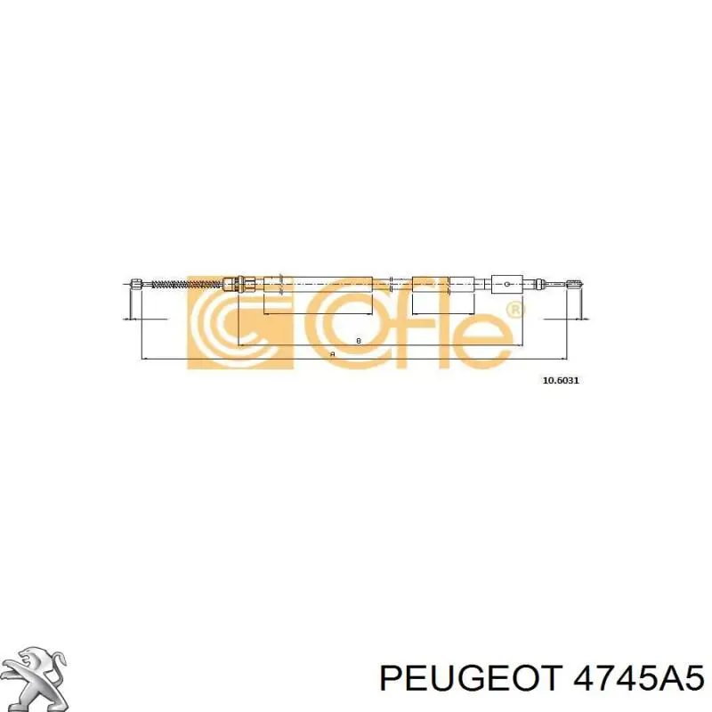 Задний правый трос ручника 4745A5 Peugeot/Citroen