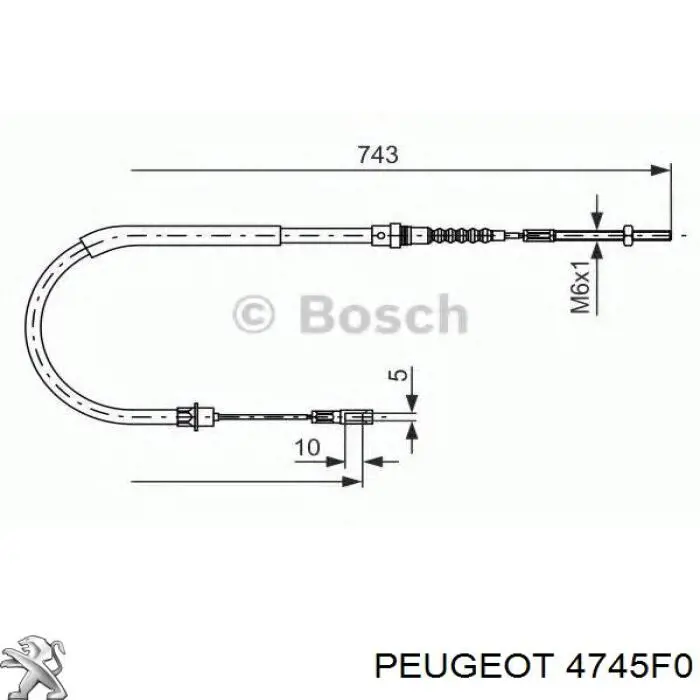 Трос ручника 4745F0 Peugeot/Citroen