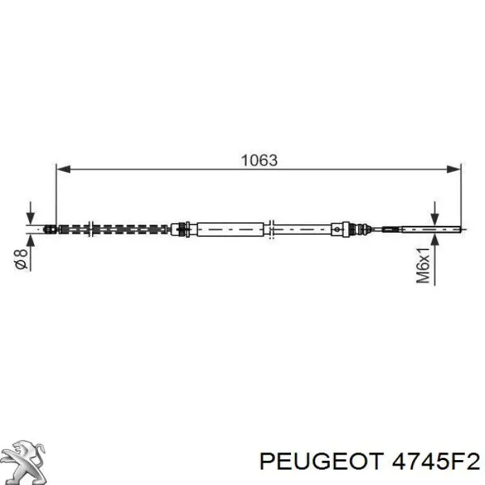 Cable de freno de mano trasero izquierdo 4745F2 Peugeot/Citroen