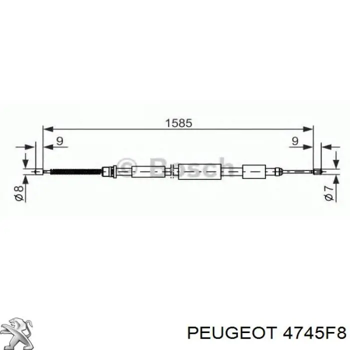 Cable de freno de mano trasero izquierdo 4745F8 Peugeot/Citroen