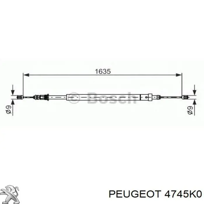 Трос ручного тормоза задний Peugeot/Citroen 4745K0 цена, от 7.95 USD