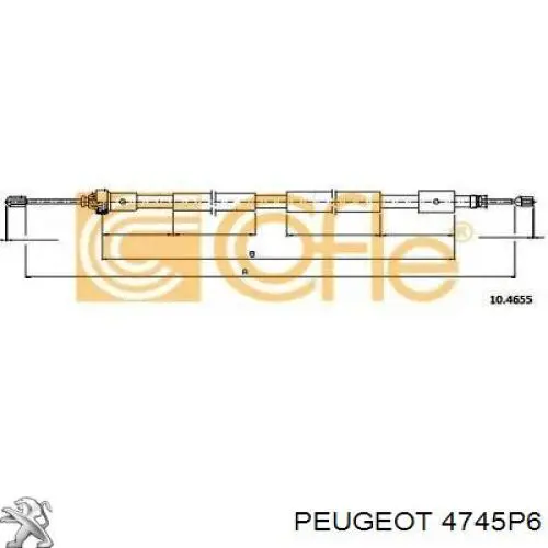 Cable de freno de mano trasero derecho 4745P6 Peugeot/Citroen