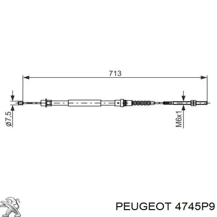 Трос стояночного тормоза задний правый Peugeot/Citroen 4745P9 цена, от 6.11 USD