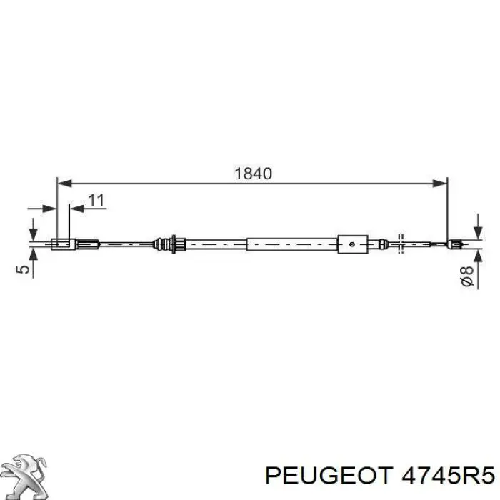 4745R5 Peugeot/Citroen Трос ручного тормоза задний правый/левый