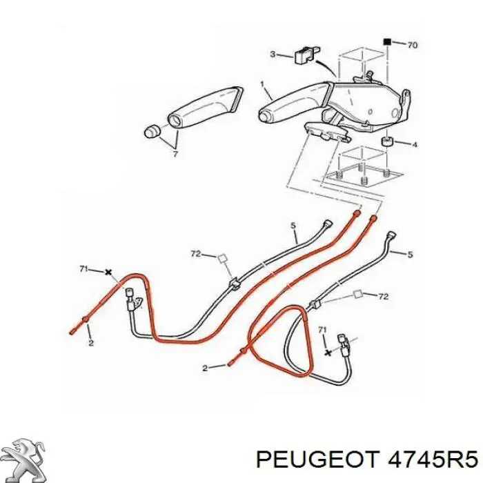 Задний трос ручника 4745R5 Peugeot/Citroen