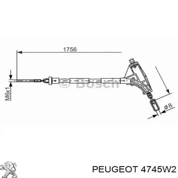 Трос ручного тормоза передний Peugeot/Citroen 4745W2 цена, от 12.40 USD
