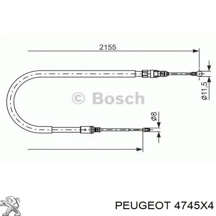 Задний трос ручника 4745X4 Peugeot/Citroen