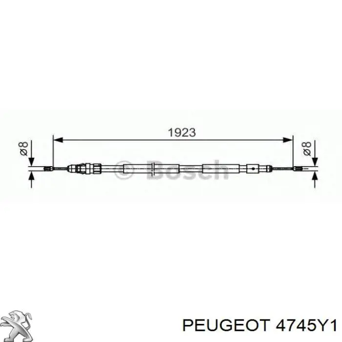 Cable de freno de mano trasero derecho 4745Y1 Peugeot/Citroen