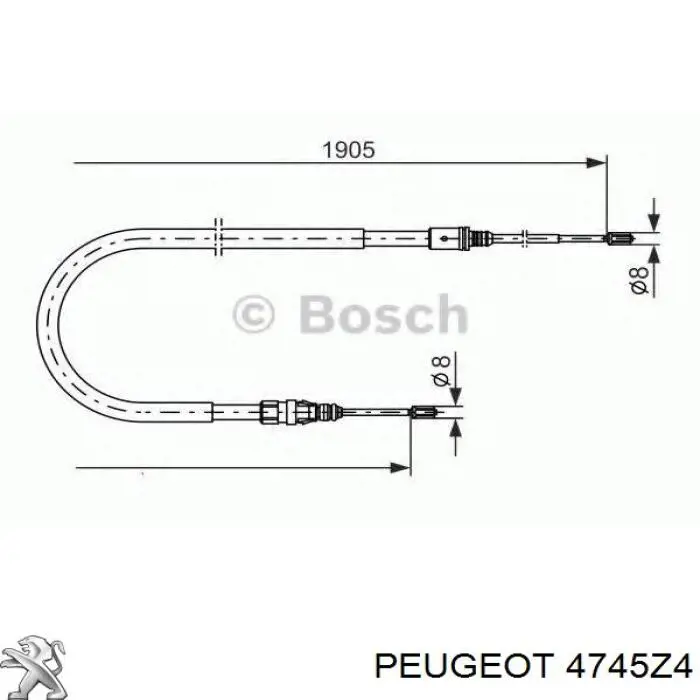Cable de freno de mano trasero derecho/izquierdo 4745Z4 Peugeot/Citroen