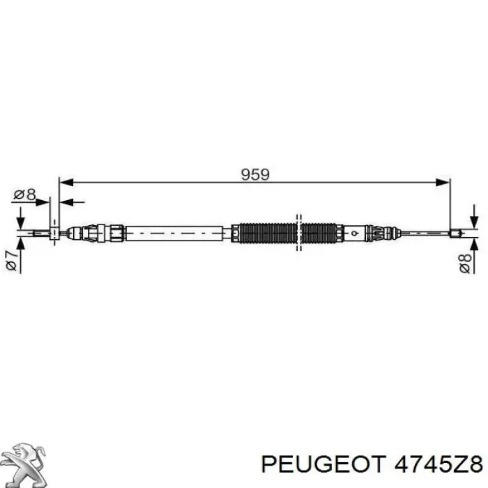 4745Z8 Peugeot/Citroen трос ручного тормоза задний правый