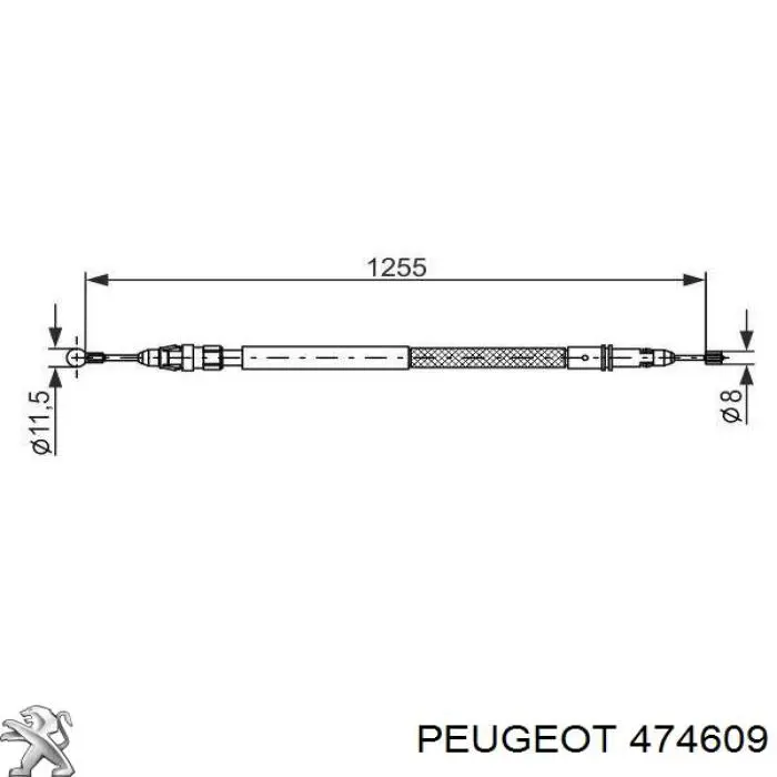 Cable de freno de mano trasero derecho/izquierdo 474609 Peugeot/Citroen