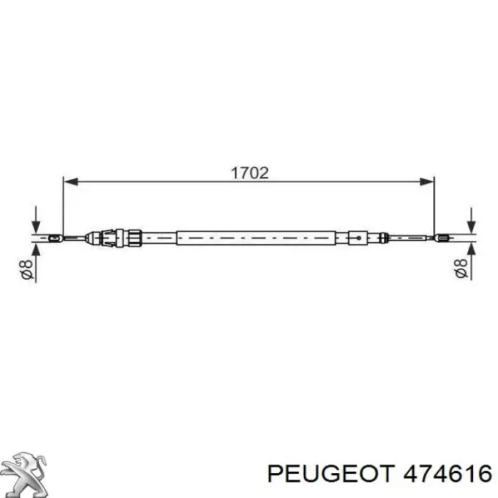 Cable de freno de mano trasero derecho/izquierdo 474616 Peugeot/Citroen