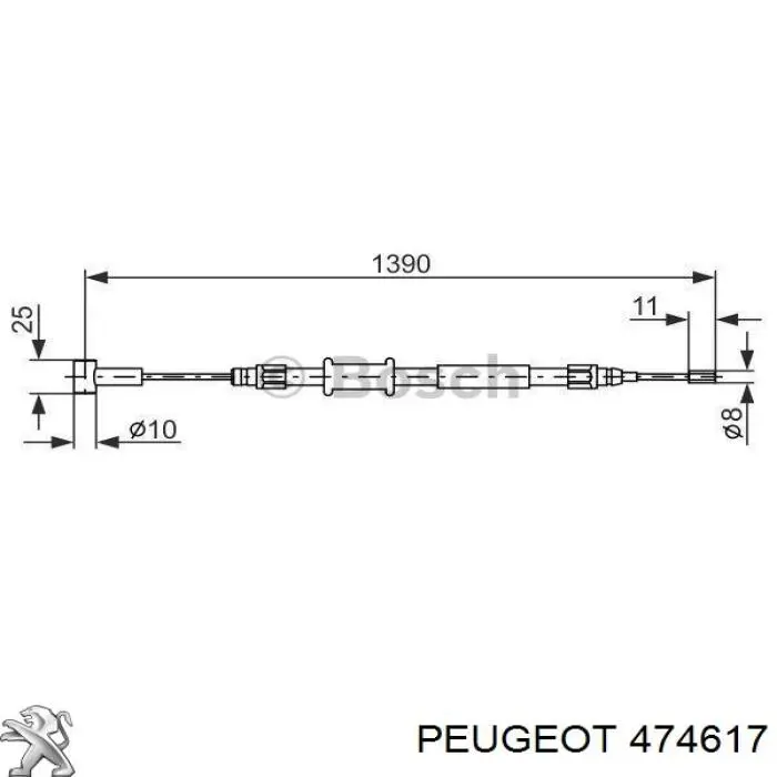 Задний трос ручника Peugeot/Citroen 474617 цена, от 9.23 USD