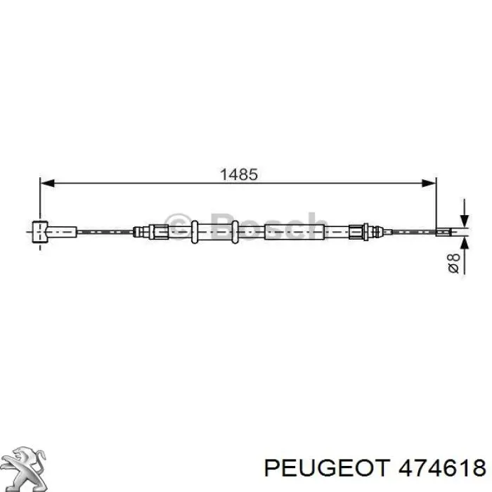 474618 Peugeot/Citroen трос ручного тормоза задний правый/левый