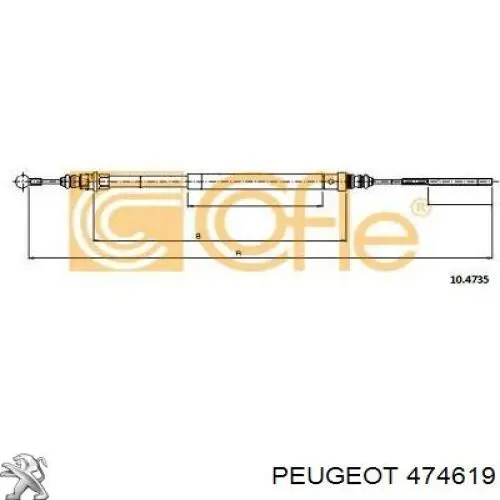 Трос ручника 474619 Peugeot/Citroen