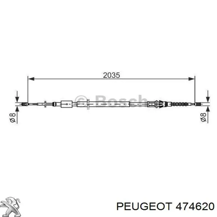 474620 Peugeot/Citroen трос ручного тормоза задний правый/левый
