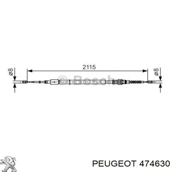Cable de freno de mano trasero derecho/izquierdo 474630 Peugeot/Citroen