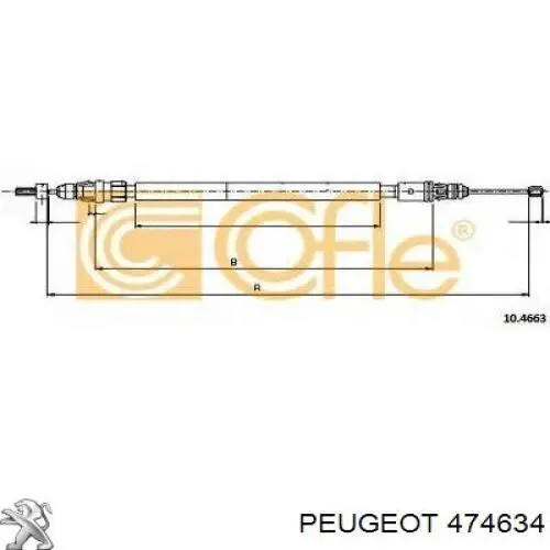 Купить 474634 Peugeot/Citroen Трос стояночного тормоза задний левый