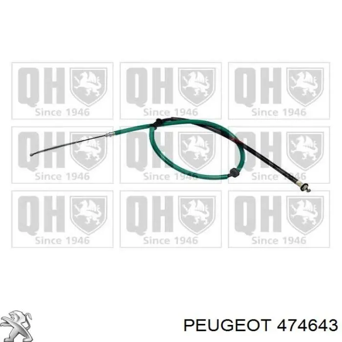 Cable de freno de mano trasero derecho 474643 Peugeot/Citroen