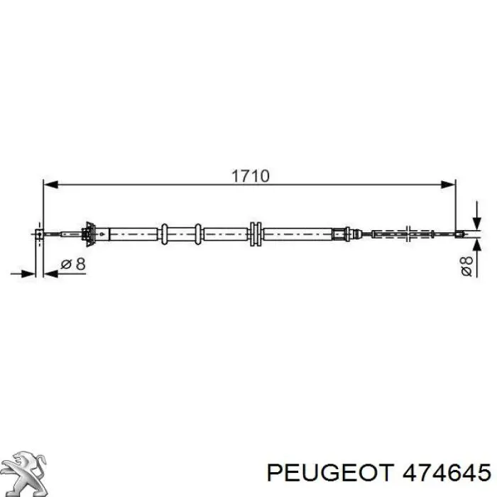 474645 Peugeot/Citroen трос ручного тормоза задний правый