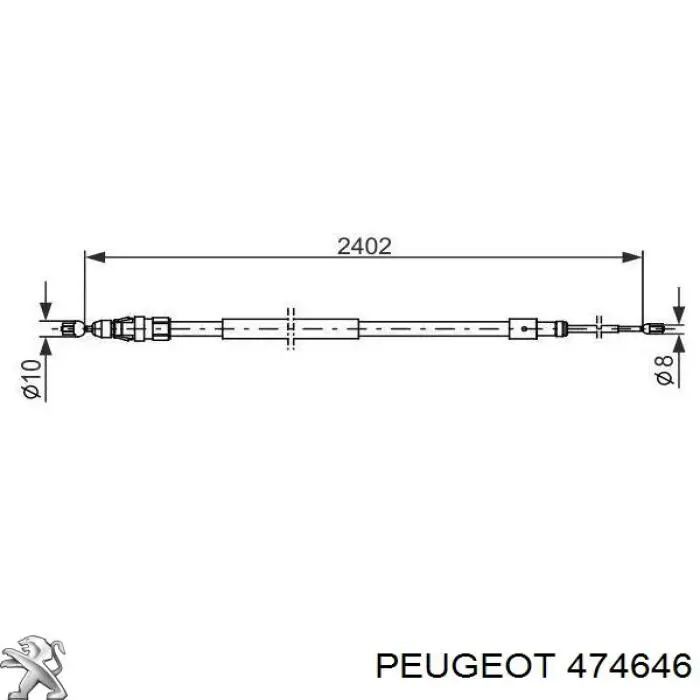 474646 Peugeot/Citroen трос ручного тормоза задний правый/левый