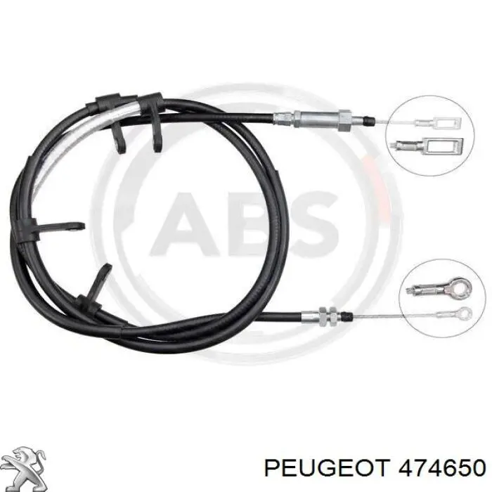 474650 Peugeot/Citroen cabo do freio de estacionamento dianteiro