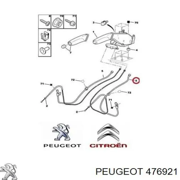 Купить 476921 Peugeot/Citroen Направляющая троса ручного тормоза