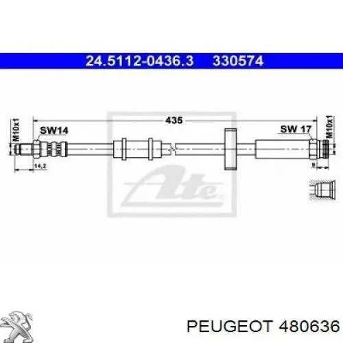 480636 Peugeot/Citroen Гибкая тормозная трубка передняя