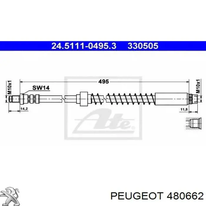 480662 Peugeot/Citroen Гибкая тормозная трубка передняя