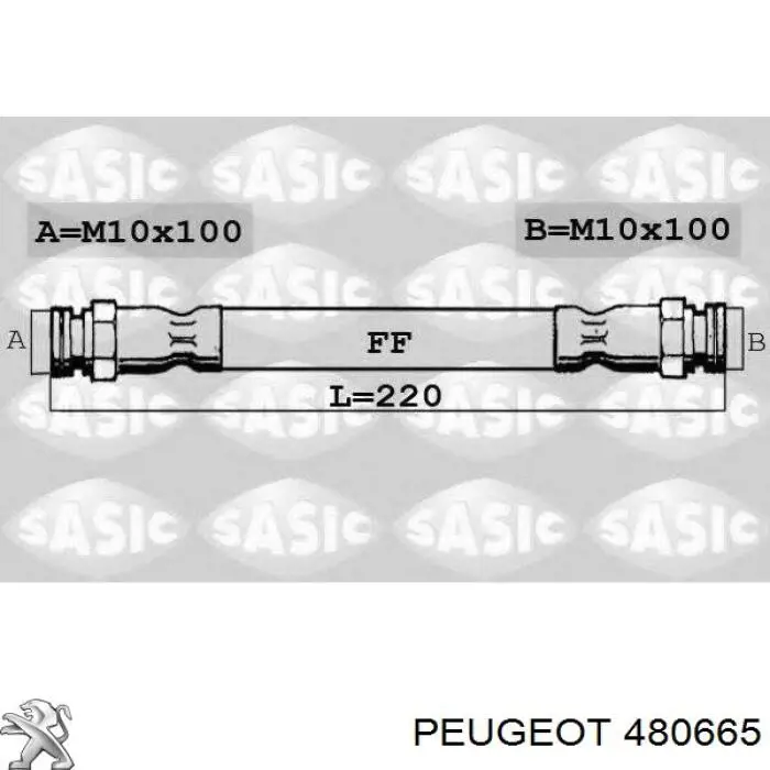480665 Peugeot/Citroen шланг тормозной задний