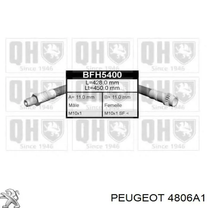Купить 4806A1 Peugeot/Citroen Задний тормозной шланг