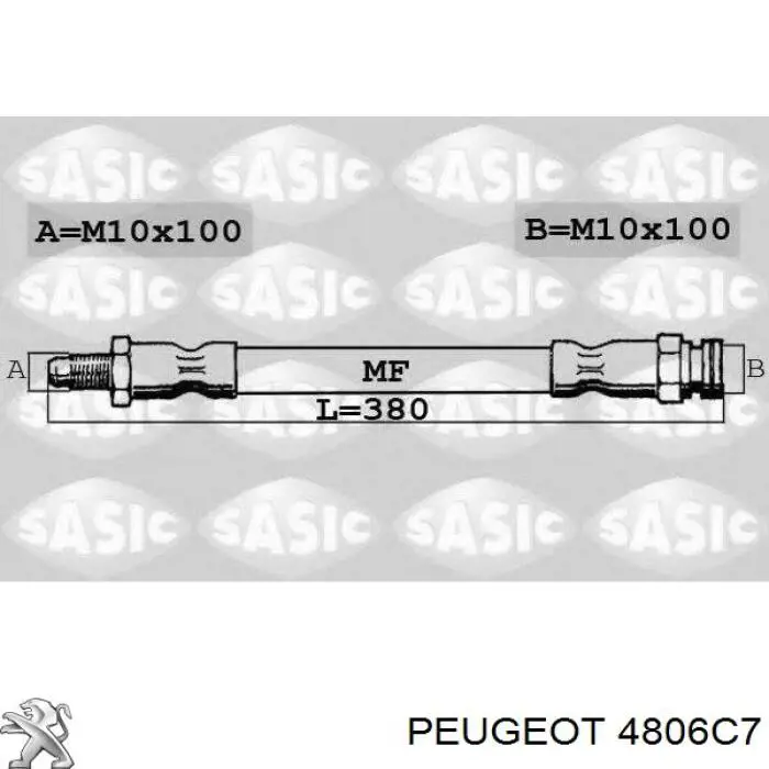 Tubo flexible de frenos trasero 4806C7 Peugeot/Citroen