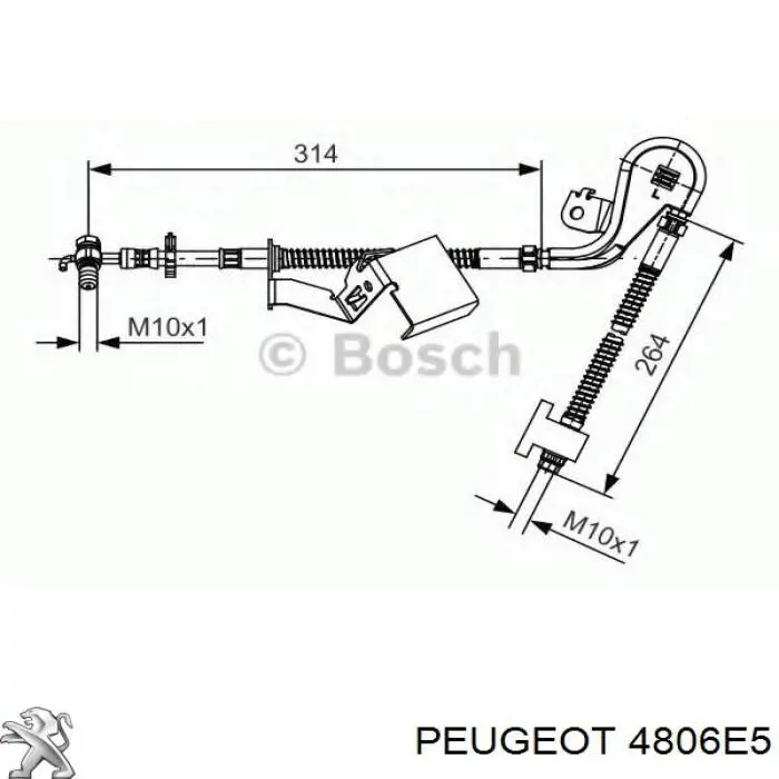 Шланг тормозной передний левый 4806E5 Peugeot/Citroen