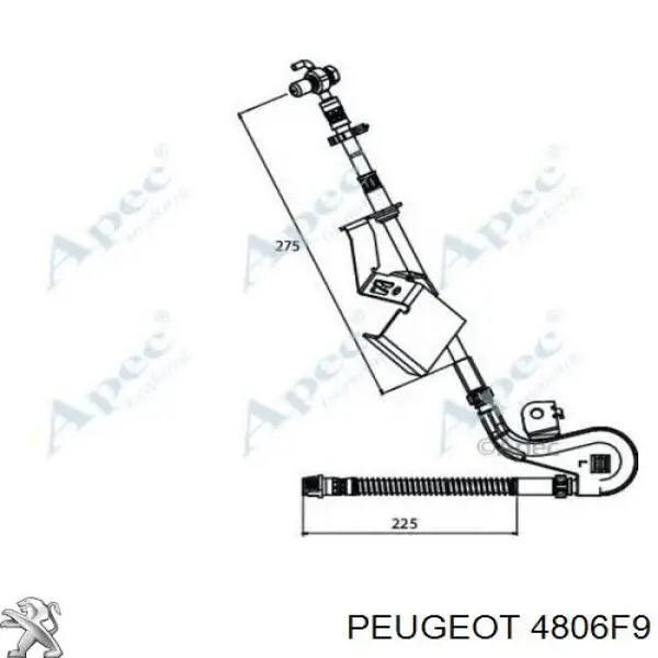 Tubo flexible de frenos delantero izquierdo 4806F9 Peugeot/Citroen