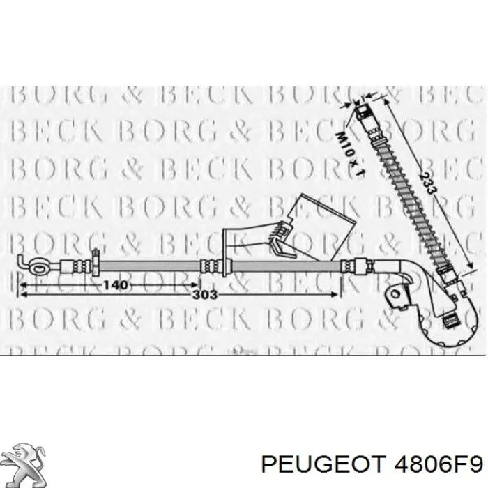 Купить 4806F9 Peugeot/Citroen Шланг тормозной передний левый