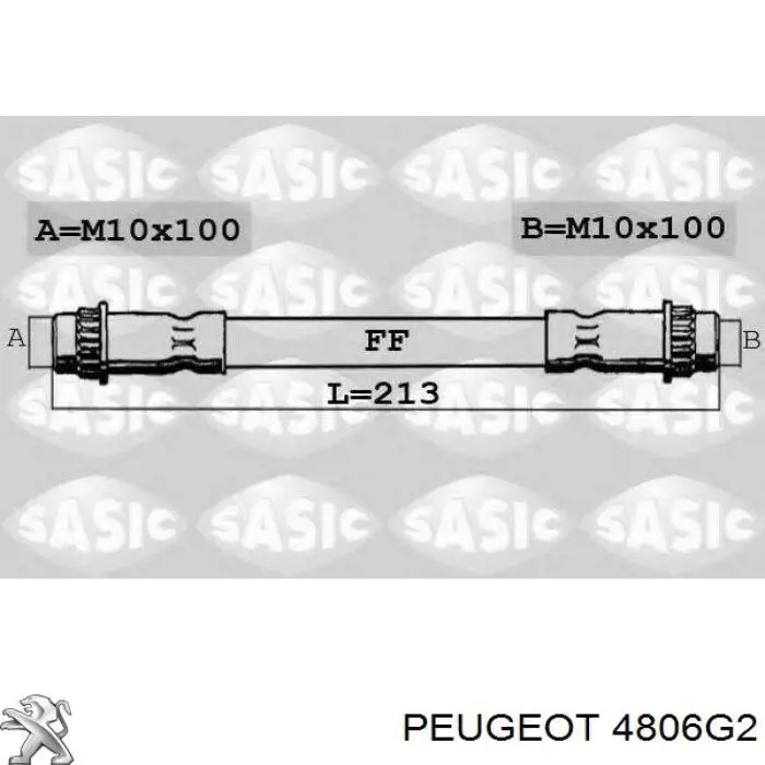 Tubo flexible de frenos trasero 4806G2 Peugeot/Citroen