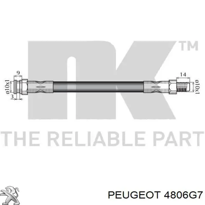 Tubo flexible de frenos trasero 4806G7 Peugeot/Citroen
