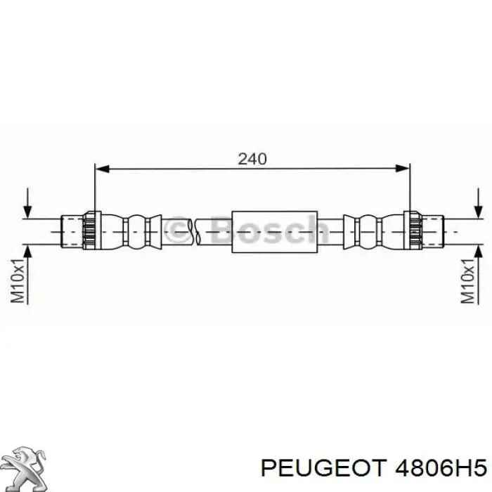Tubo flexible de frenos trasero 4806H5 Peugeot/Citroen