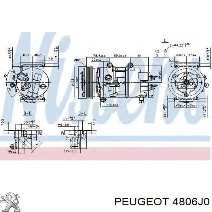 Tubo flexible de frenos trasero 4806J0 Peugeot/Citroen