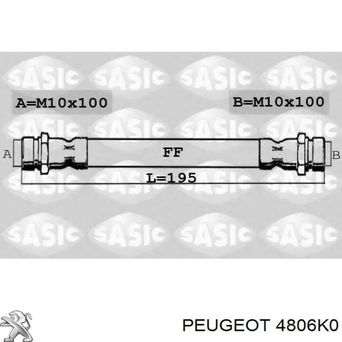 4806K0 Peugeot/Citroen шланг тормозной задний