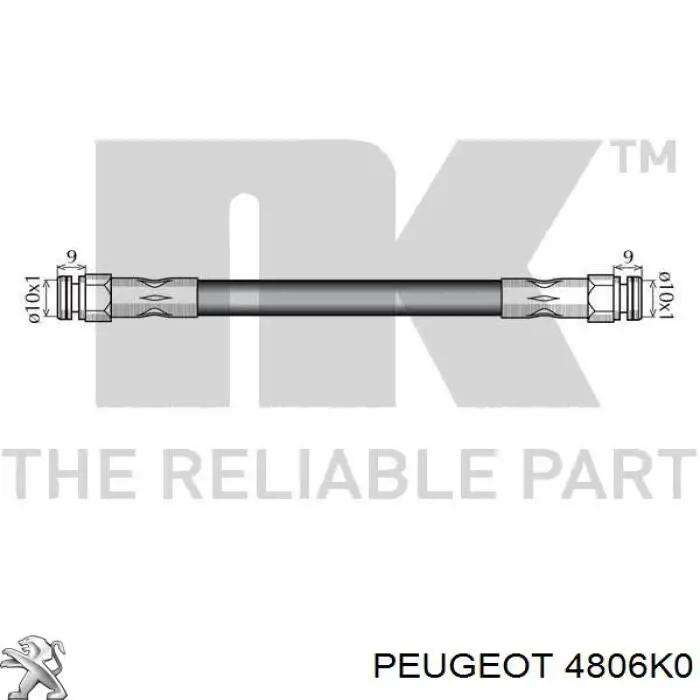 Tubo flexible de frenos trasero 4806K0 Peugeot/Citroen