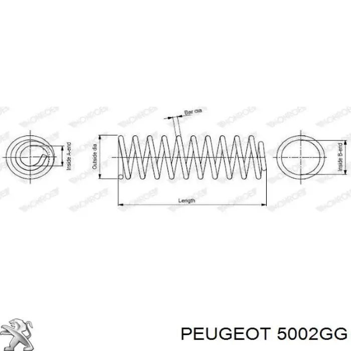 Muelle de suspensión eje delantero 5002GG Peugeot/Citroen